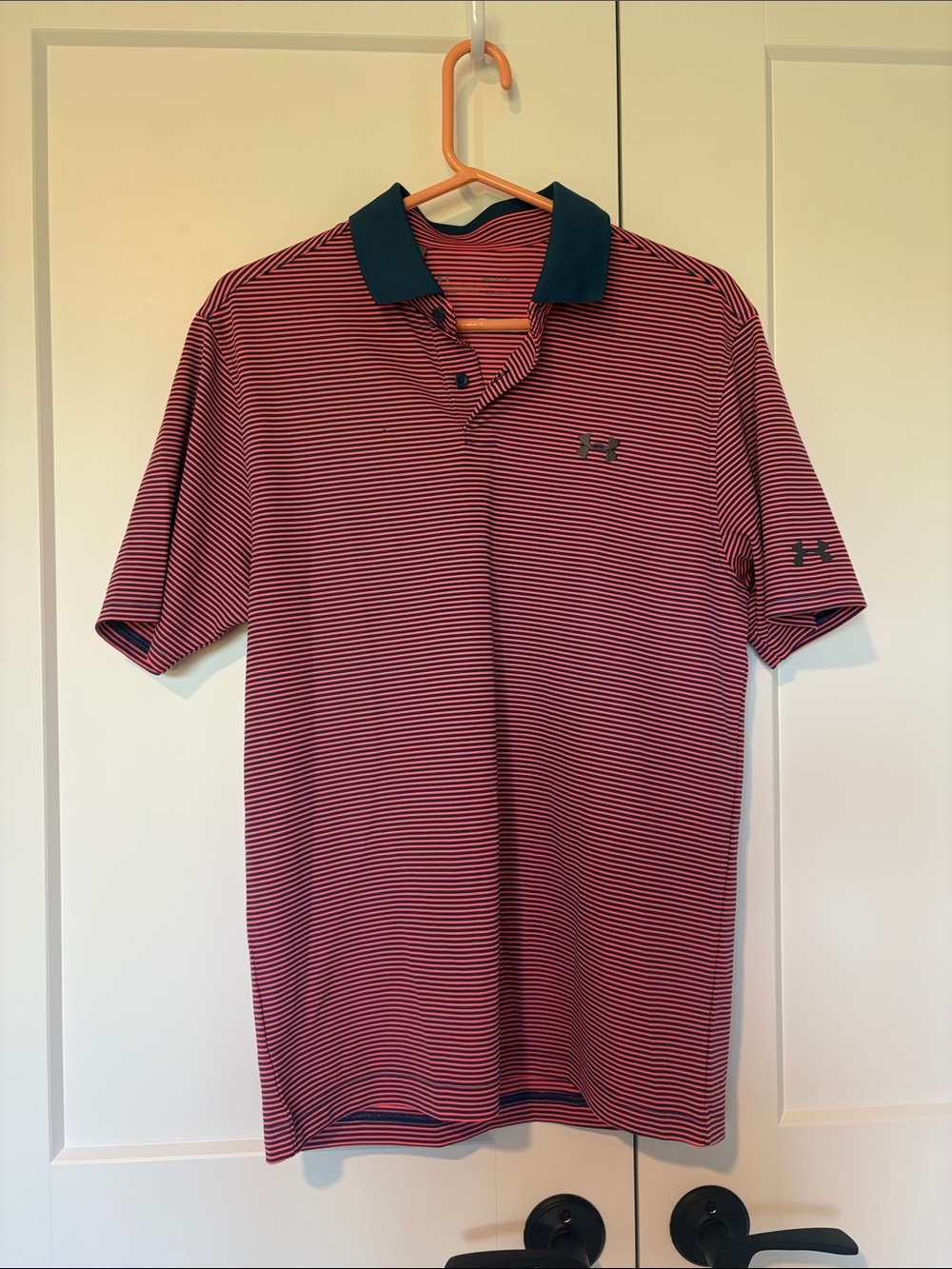 Under Armour Men’s Burgundy and Navy Striped Polo